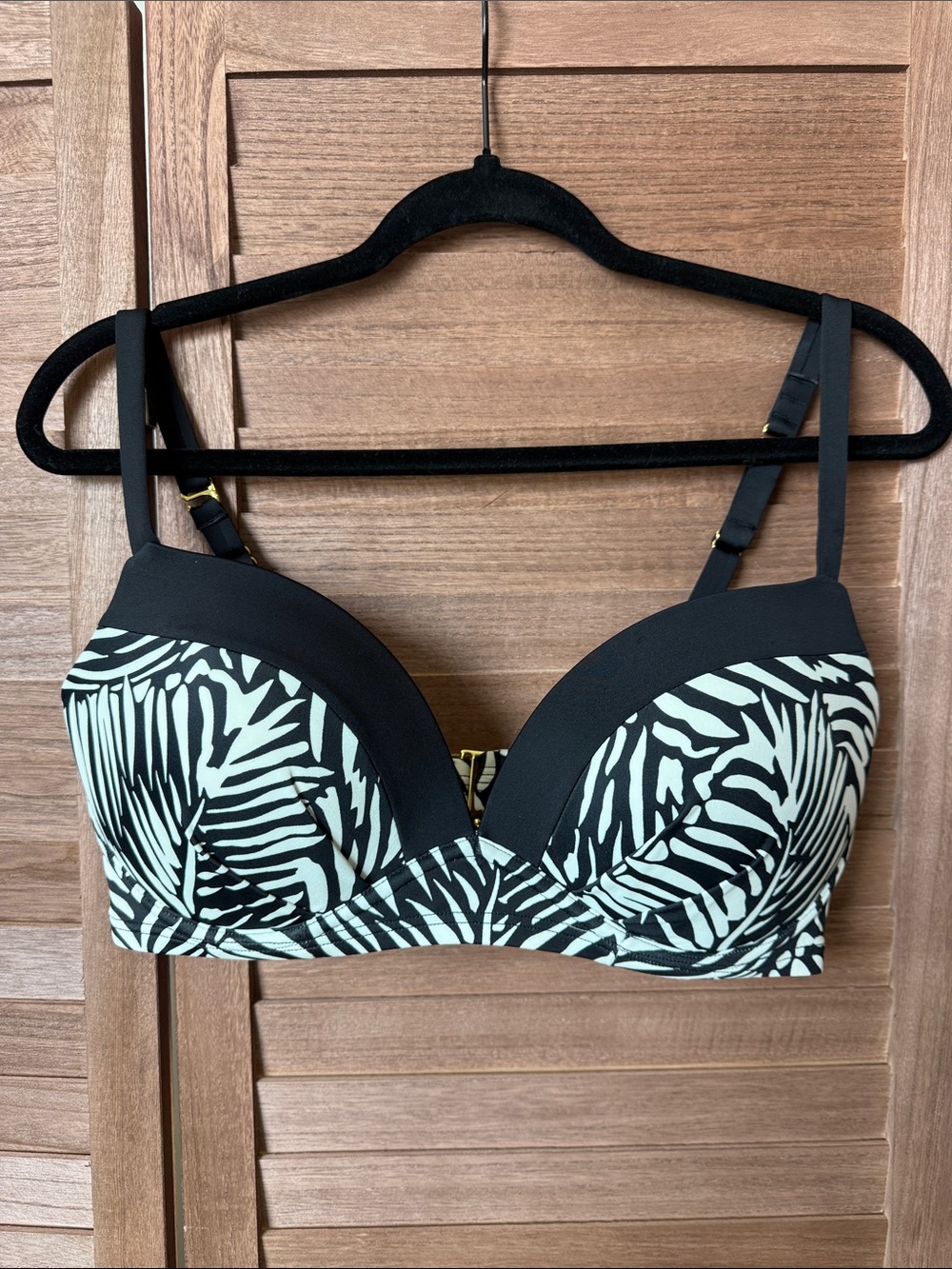 Victoria's Secret Black &White Zebra-Print Push-Up Bikini Top 36D